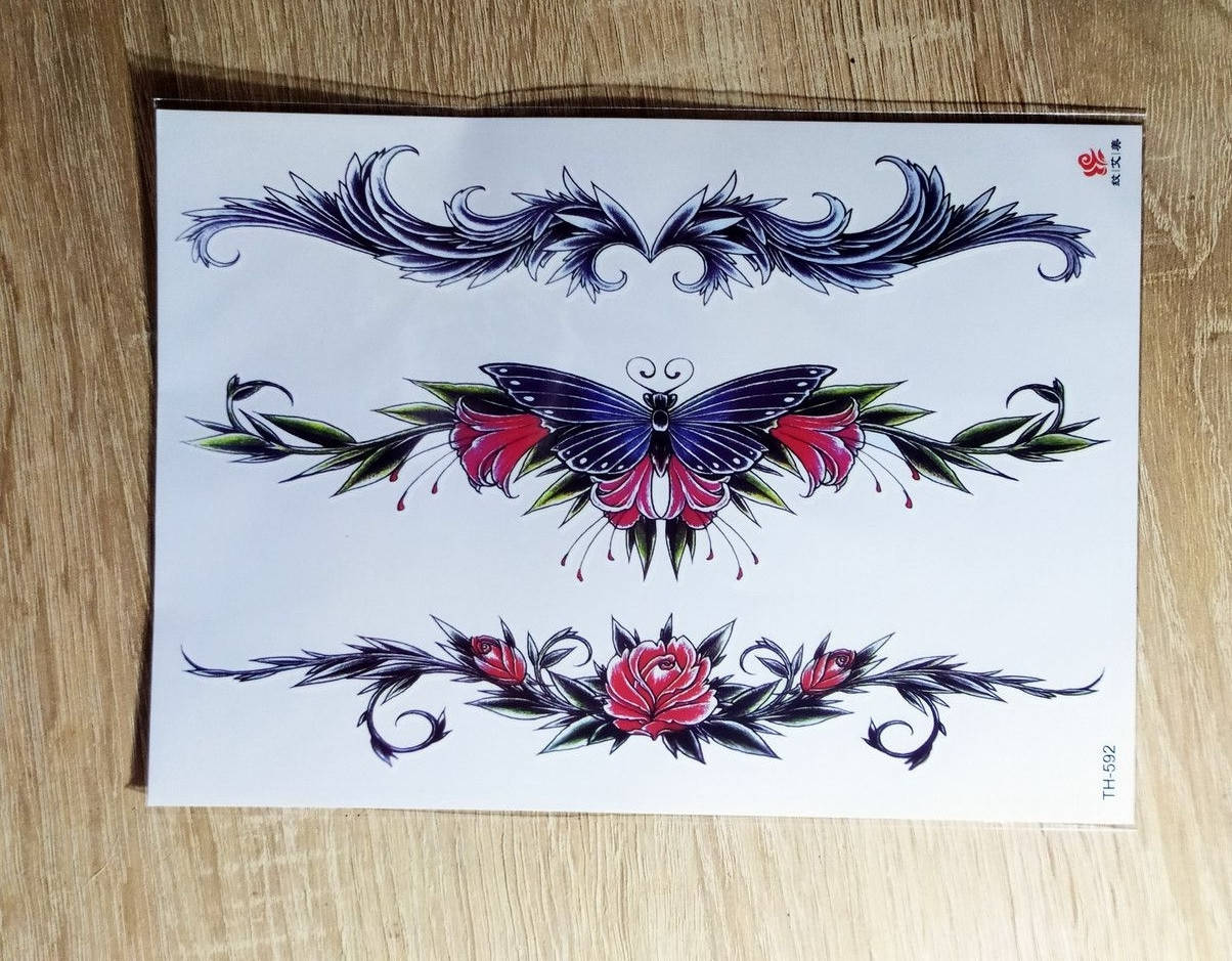 

Временная татуировка на поясницу, декольте Набор 3в1. Флеш-тату