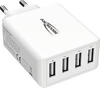 Зарядное устройство Ansmann HomeCharger HC430 USB 30 Вт, 4 порта USB-A, белое