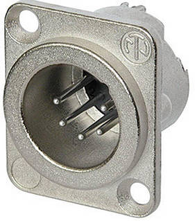Фланцеве роз'єм XLR Neutrik NC5MD-LX, 5-контактне, 7,5 А, нікель