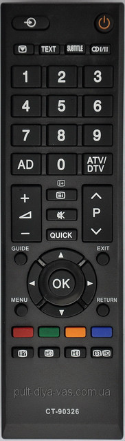 Пульт для телевізора TOSHIBA. Модель CT-90326
