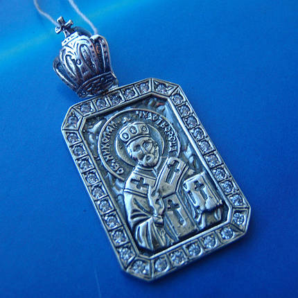 Срібна підвіска-ладанка Микола Чудотворець, фото 1