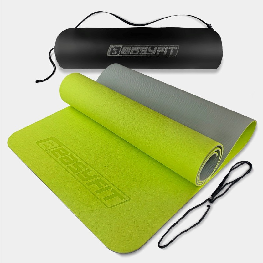 Килимок для йоги та фітнесу EasyFit EF-1924s-LGGY, протиковзкий, Салатовий, 183×61×0,6 см, TPE, + чохол, фото 1