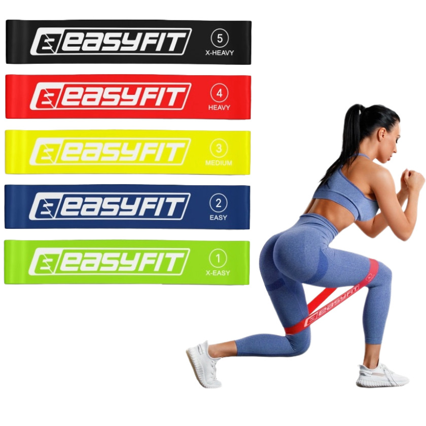 Резинки для фітнесу EasyFit набір 5 шт 2,5-20 кг Mix EF-1813, фото 1
