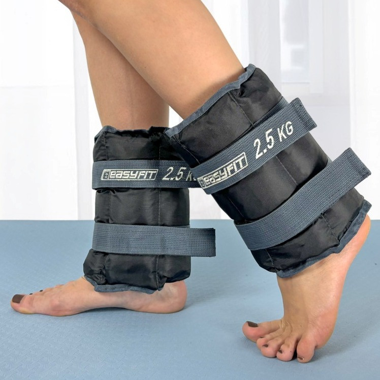 Обважнювачі для ніг та рук EasyFit EF-WHT-2,5, 2×2,5 кг, сірі (2 шт.), кварцовий пісок - для фітнесу, бігу та аеробіки, фото 1
