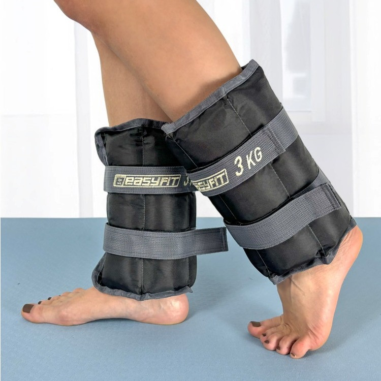 Обважнювачі для ніг та рук EasyFit EF-WHT-3, 2×3 кг, сірі (2 шт.), кварцовий пісок - для фітнесу, бігу та аеробіки, фото 1