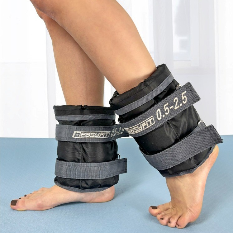 Обважнювачі для ніг та рук EasyFit EF-WHT-0,5-2,5, набірні 0,5×2,5 кг, сірі (2 шт.), кварцовий пісок - для фітнесу і бігу, фото 1