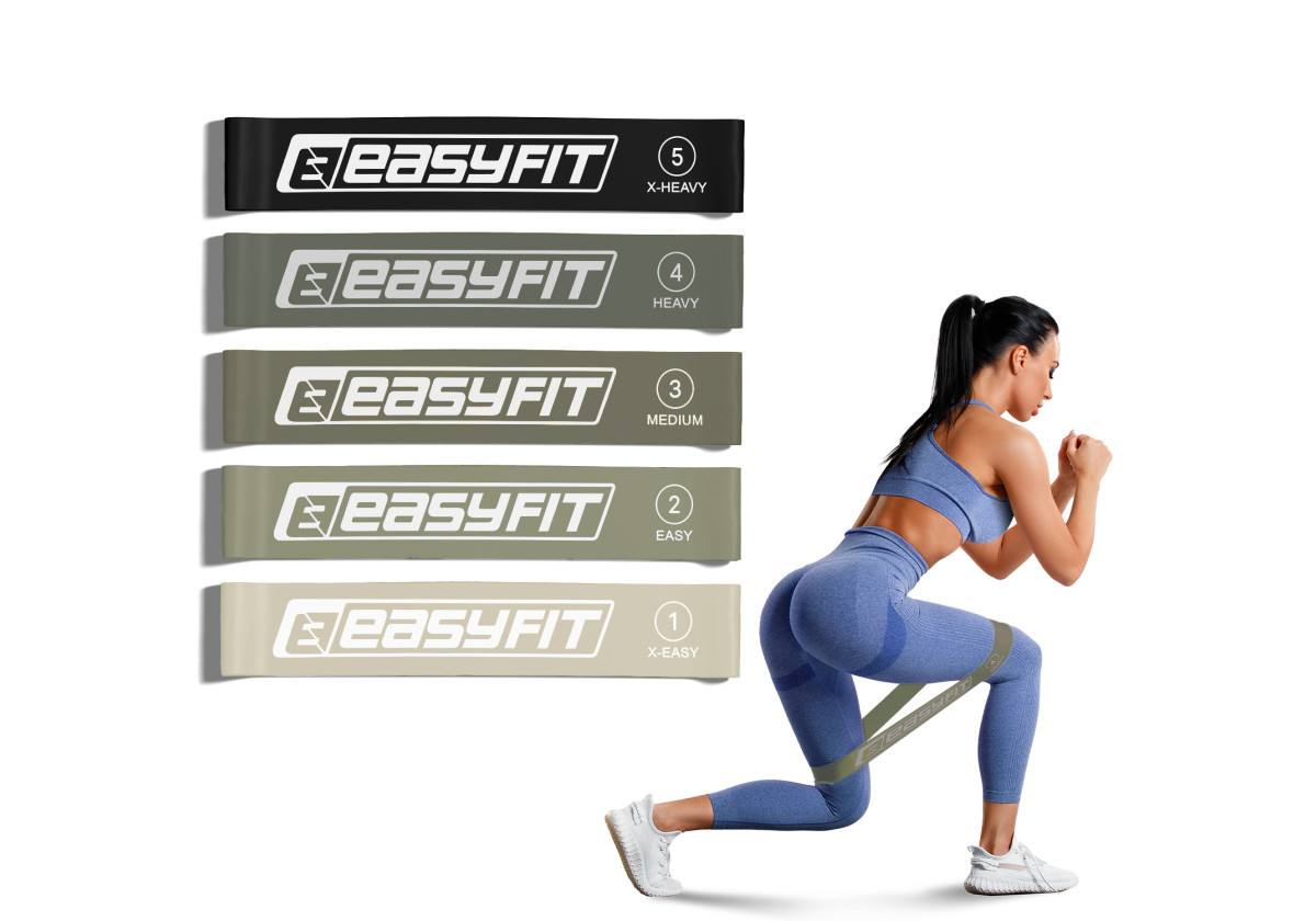 Резинки для фітнесу та спорту EasyFit MonoBand EF-1813-GY набір 5 шт 2,5- 20 кг Сірий, фото 1