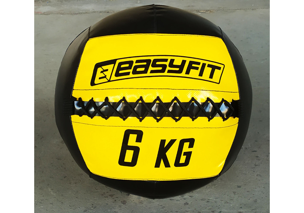 Медичний м'яч EasyFit Wall Ball EF-WB-06 (медбол, волболл) 6 кг  Ø33 см чорно-жовтий, фото 1