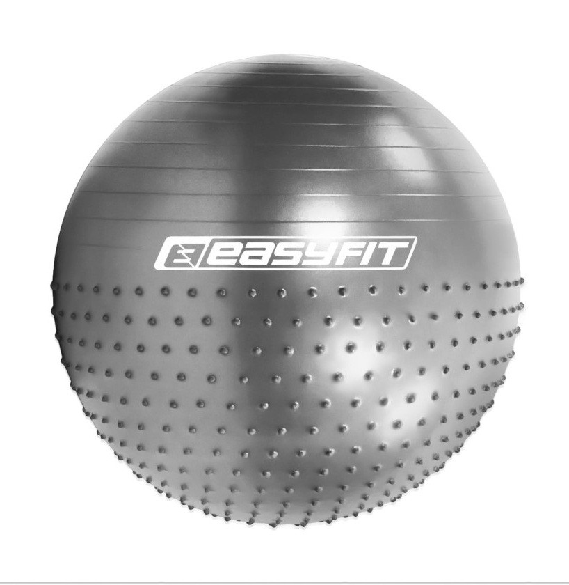 М'яч для фітнесу (фітбол) напівмасажний EasyFit Hybrid EF-3011-GY, Ø65 см, для зросту 165-180 см,Сірий, фото 1