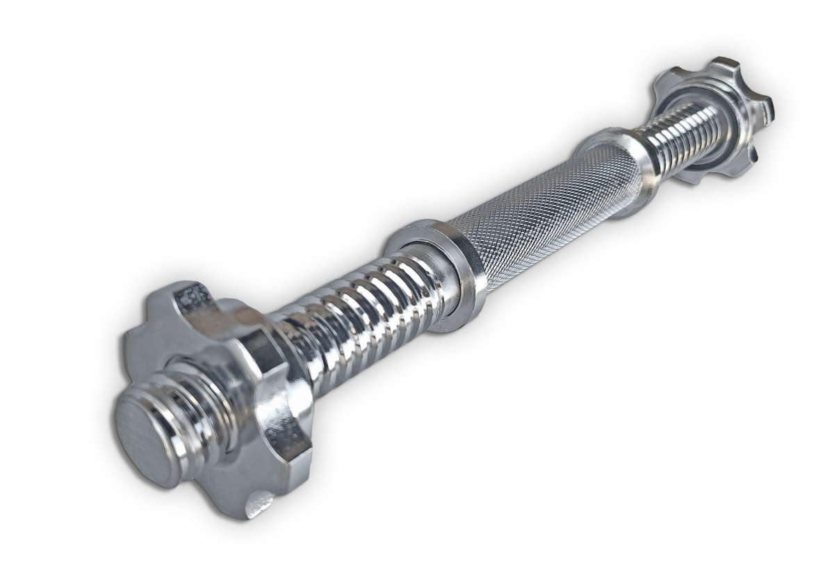 Гантельний гриф EasyFit EF-8040 з гвинтовими замками 35 см, Ø 28 мм,хромований, фото 1