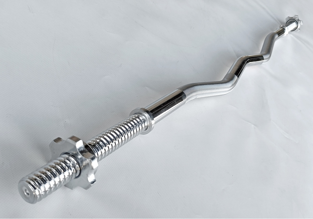 Гриф для штанги W-подібний EasyFit EF-8061 з гвинтовими замками 1.2 м, Ø 28 мм,хромований, фото 1