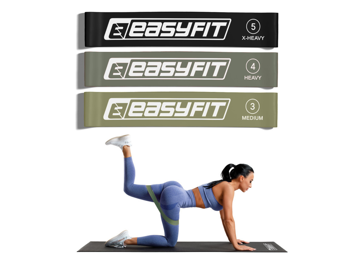 Фітнес-резинки EasyFit MonoBand EF-1812-GY набір з 3 латексних стрічок опору,10-20 кг Сірий, фото 1