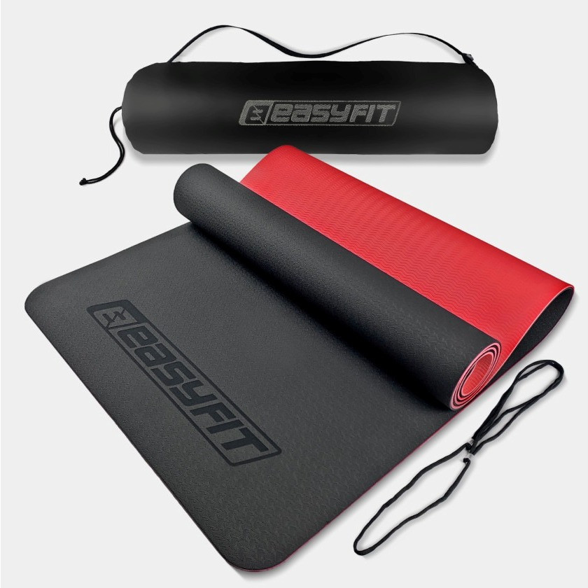 Килимок для йоги та фітнесу EasyFit EF-1924s-BR, протиковзкий, Чорний, 183×61×0,6 см, TPE, + чохол, фото 1