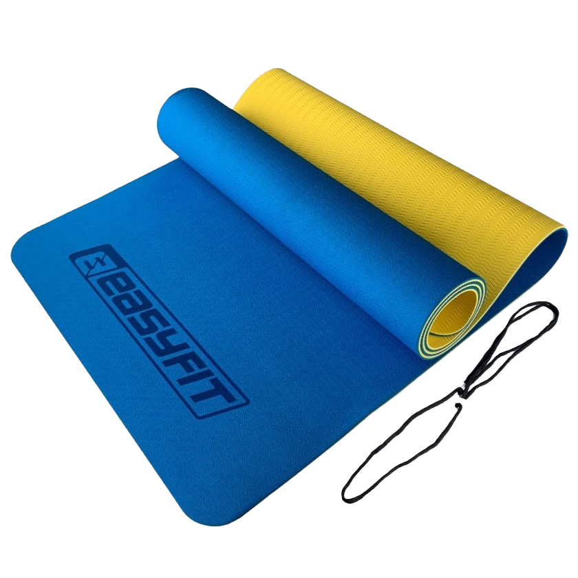 Килимок для йоги та фітнесу EasyFit EF-1924-BEY, протиковзкий, Синій, 183×61×0,6 см, TPE, фото 1