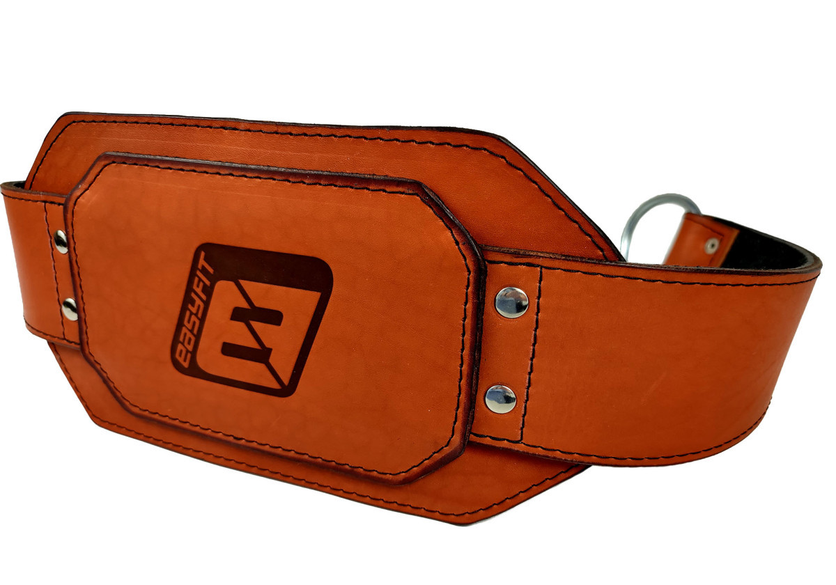 Пояс для обтяжень шкіряний EasyFit EF-DBC-250-BR з ланцюгом (до 250 кг) Коричневий, фото 1