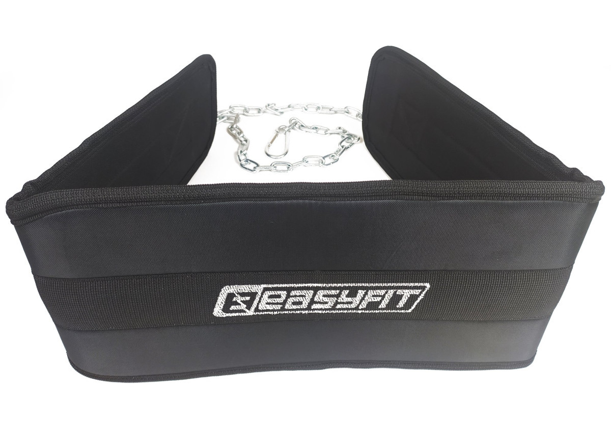 Пояс для обтяжень EasyFit EF-DBC-90 з ланцюгом L-90 см (до 150 кг) Чорний, фото 1