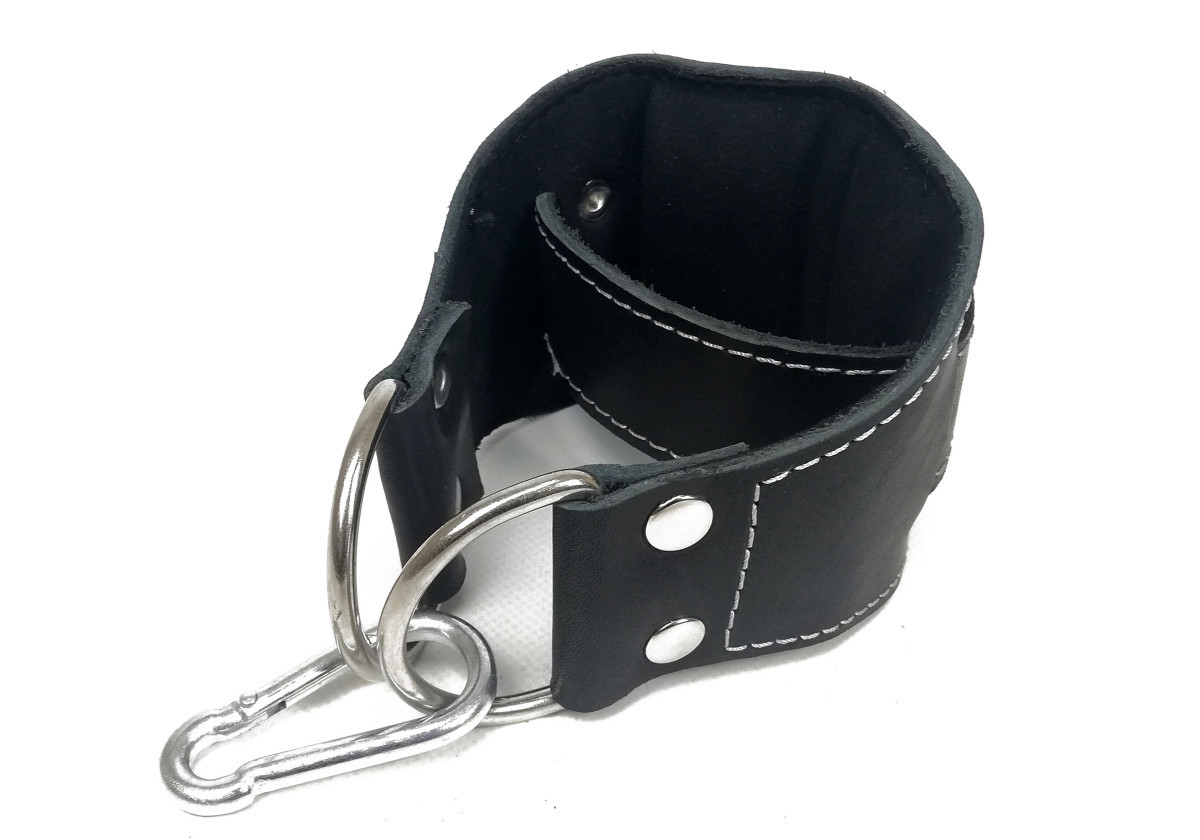 Манжета для блочних тренажерів EasyFit EF-LGSTR-F9 шкіряна (1 шт) Чорний, фото 1