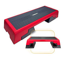 Степ платформа для аеробіки EasyFit EF-0546 з регулюванням висоти (3 рівні) 98×37,5 см Чорно-червоний