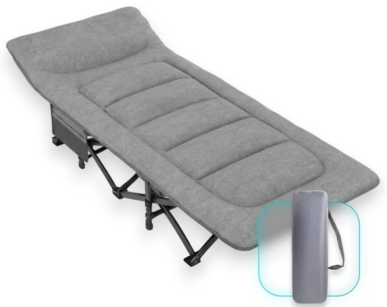 Розкладачка з чохлом EasyFit CozyCamp EF-2850-GY розкладне ліжко для кемпінгу, дачі та дому, фото 1