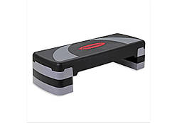 Степ-платформа 3-рівнева EasyFit EF-0541 Step-B, 78×29 см, висота 10+5+5 см, чорна з сірою — для фітнесу, аеробіки й тренувань