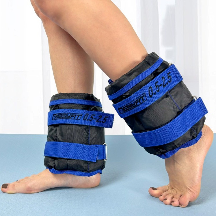 Обважнювачі для ніг та рук EasyFit EF-WHT-0,5-2,5, набірні 0,5×2,5 кг, сині (2 шт.), кварцовий пісок - для фітнесу і бігу, фото 1