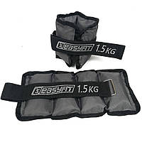 Обважнювачі для ніг та рук EasyFit EF-AWTМ-150, 2×1,5 кг, сірі (2 шт.), сталева гранула - для фітнесу, бігу та аеробіки