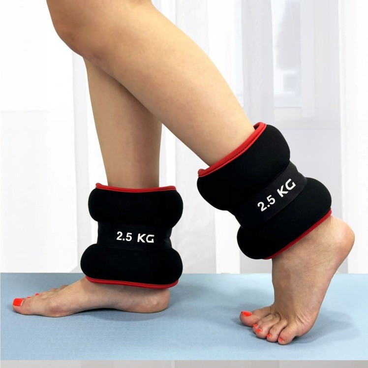 Обважнювачі для ніг та рук EasyFit EF-1025-R, 2×2,5 кг, червоні (2 шт.), сталева гранула - для фітнесу, бігу та аеробіки, фото 1