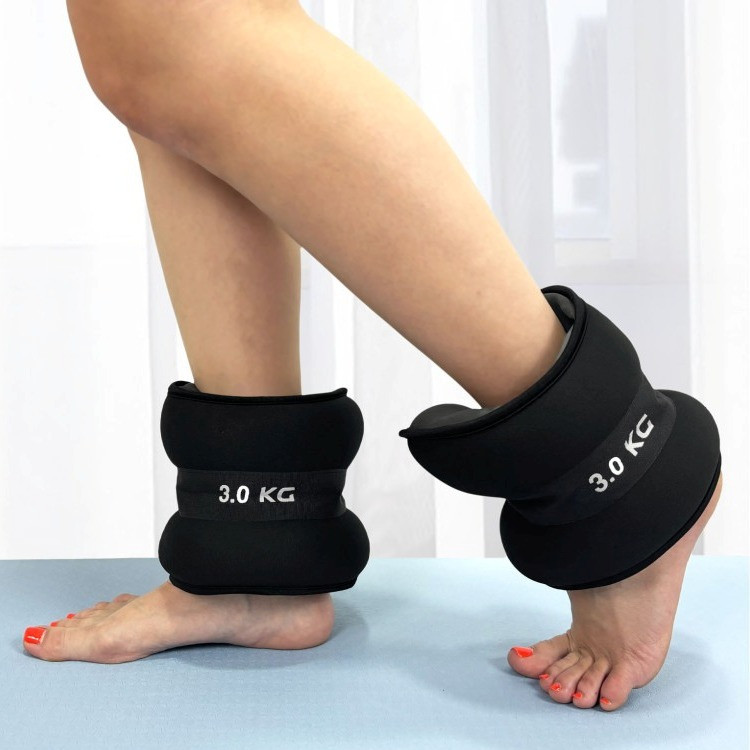 Обважнювачі для ніг та рук EasyFit EF-1030-BK, 2×3 кг, чорні (2 шт.), сталева гранула - для фітнесу, бігу та аеробіки, фото 1