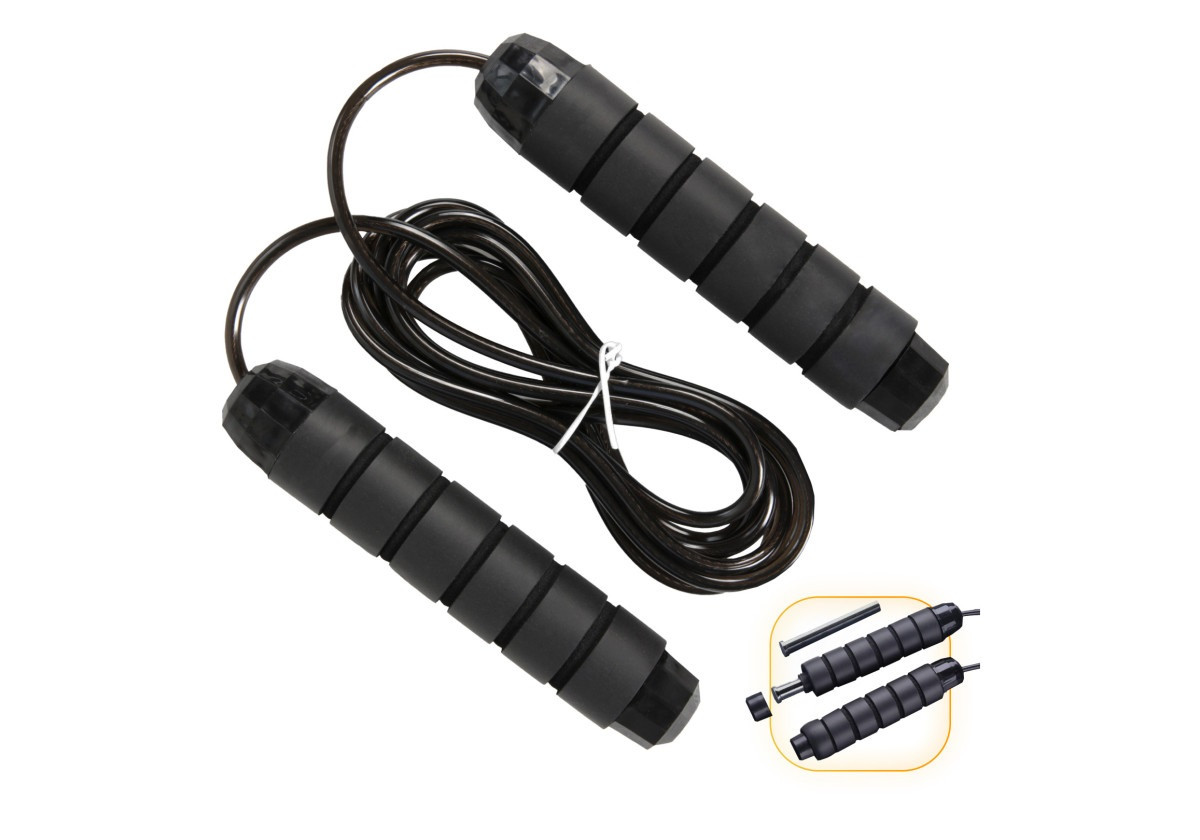 Скакалка EasyFit EF-1917 (з обважнювачем) 2,75 м Чорний, фото 1