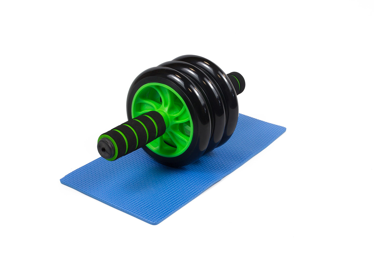 Ролик для пресу (3 колеса) EasyFit   EF-1353-G, з килимком, Зелений, фото 1