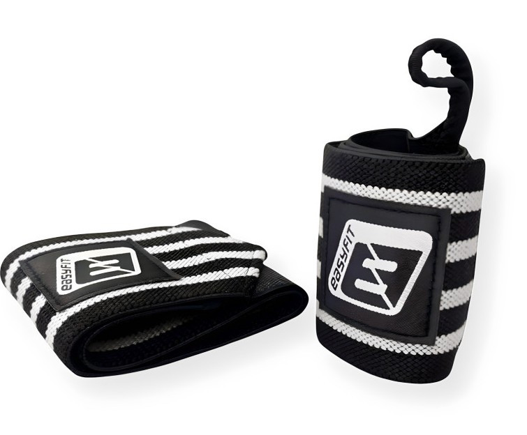 Кистьові бинти EasyFit EF-0060-GY фіксатор на зап’ястя для силових тренувань 50×8 см (пара) Чорно-білий, фото 1