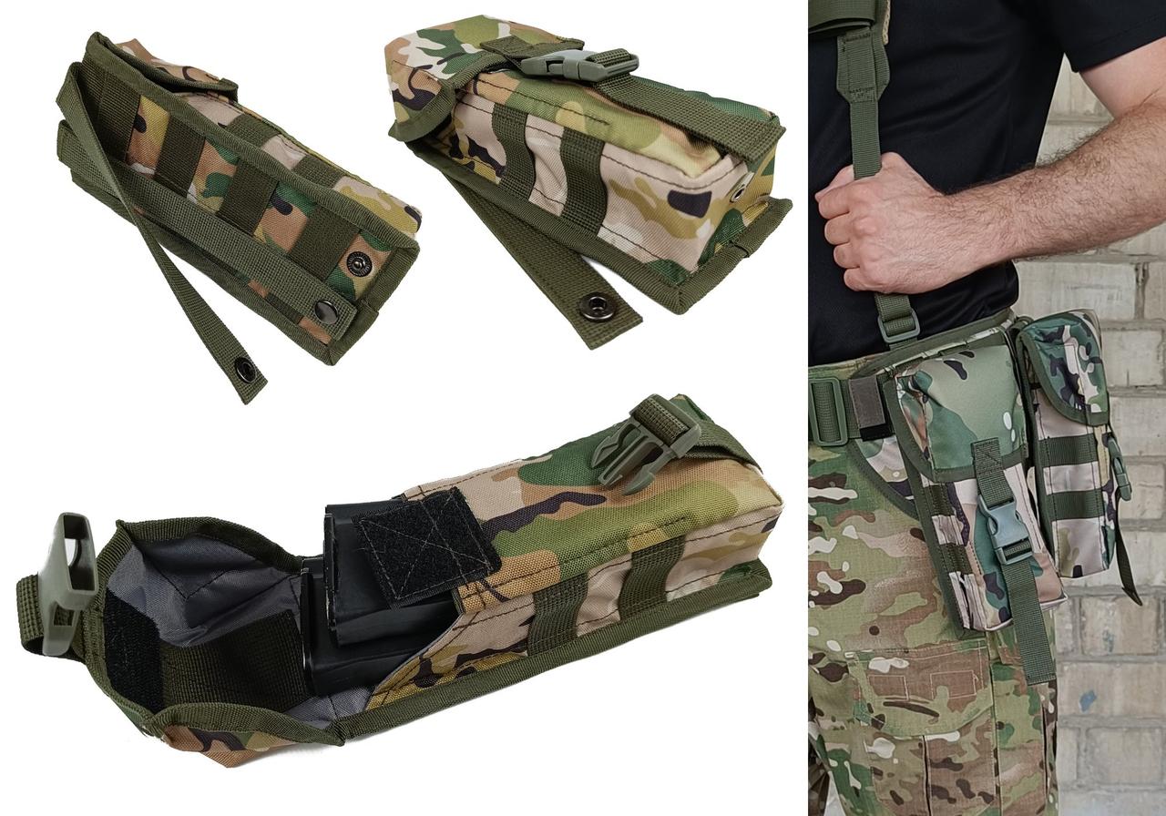 Підсумок під два магазини АК одинарний закритий мультикам (MOLLE, підсумок на розгрузку, жилет, РПС), фото 1