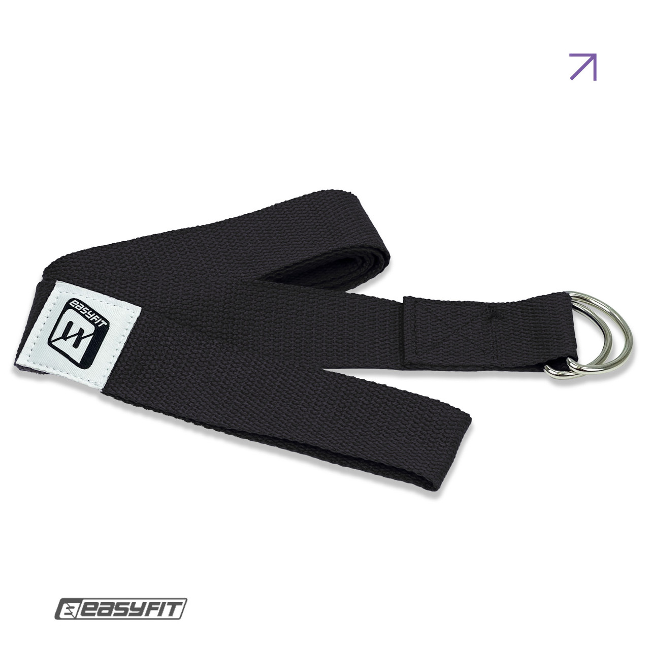 Ремень для йоги EasyFit с петлей (чорний), фото 1