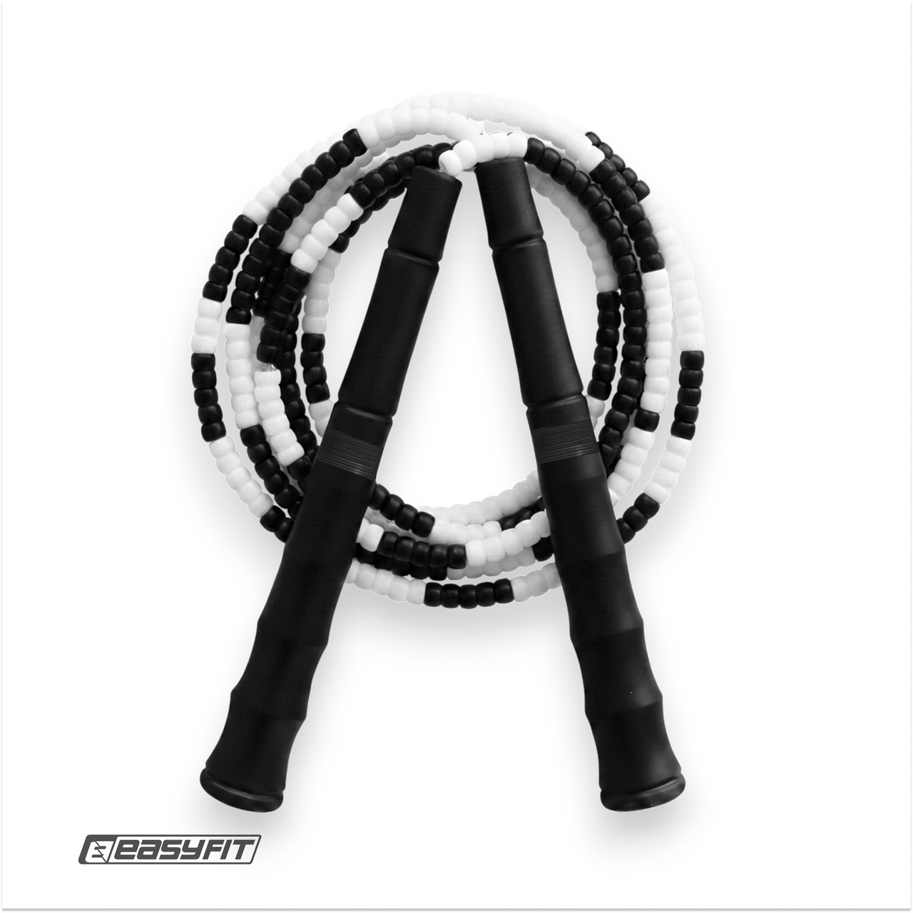 Бісерна скакалка EasyFit FreeRope 2,7 м (чорно-біла), фото 1