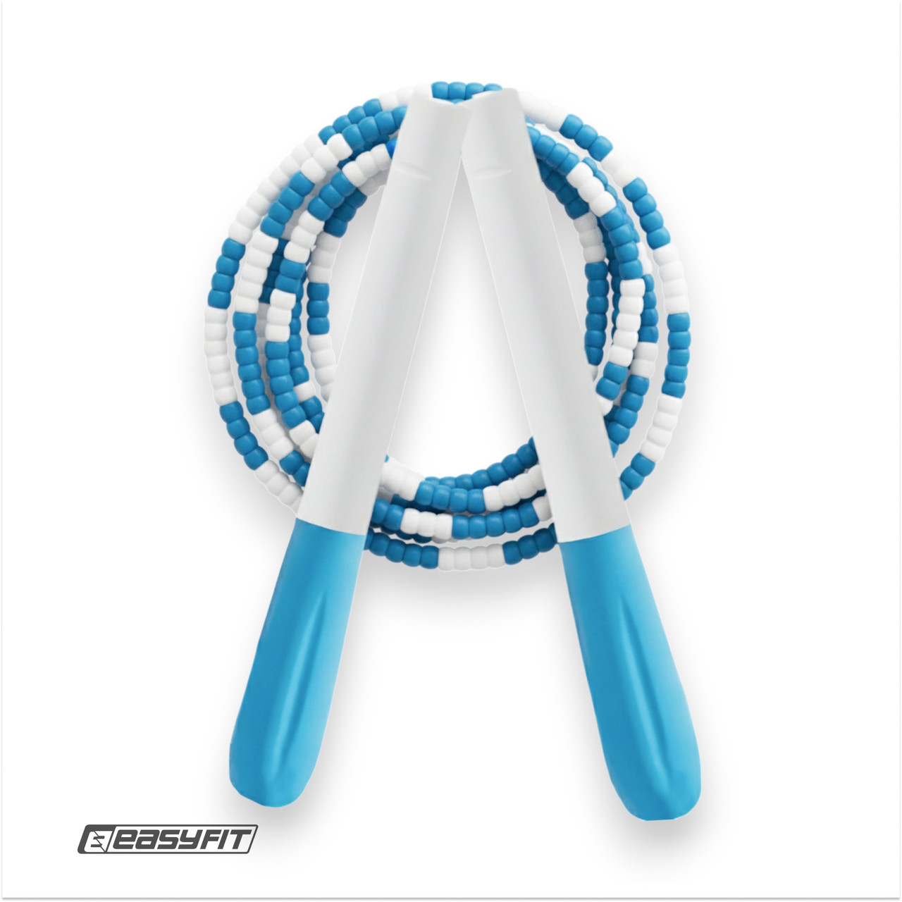Бісерна скакалка EasyFit FreeRope 2,7 м (біло-блакитна), фото 1
