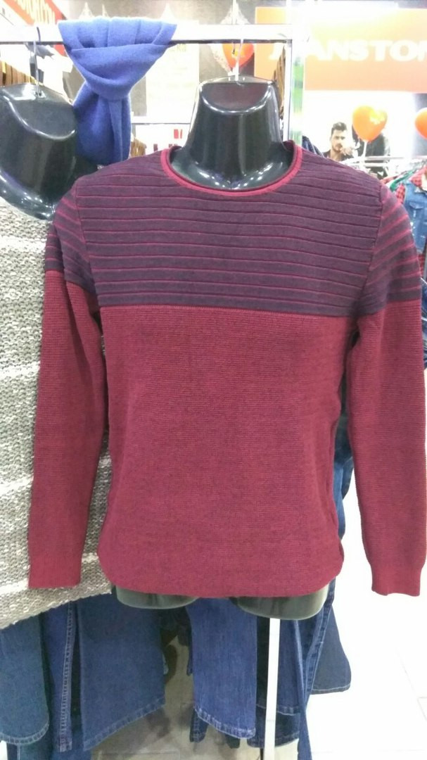 Светр чоловічий бордо Туреччина 50% бавовна, фото 1