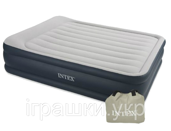 Надувне ліжко-матрац Intex 64136, двоспальний 152 х 203 х 42 , вбудований насос