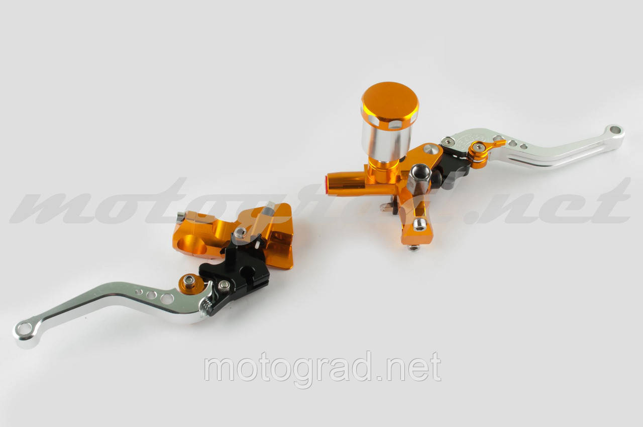 Важіль керма (пара) універсальний (диск/барабан, ГТЦ, кріплення) "RIDE IT" (жовті), фото 1