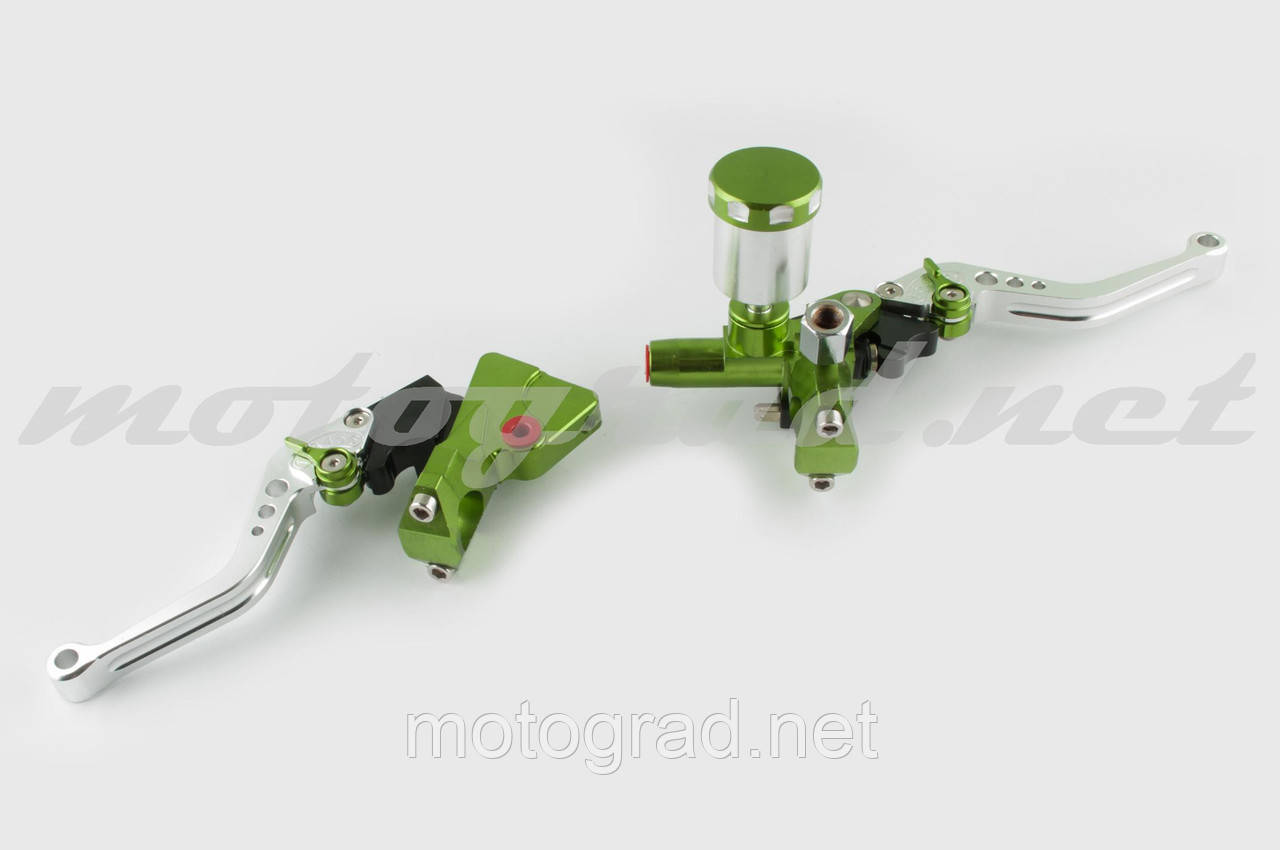 Важіль керма (пара) універсальний (диск/барабан, ГТЦ, кріплення) "RIDE IT" (зелені), фото 1