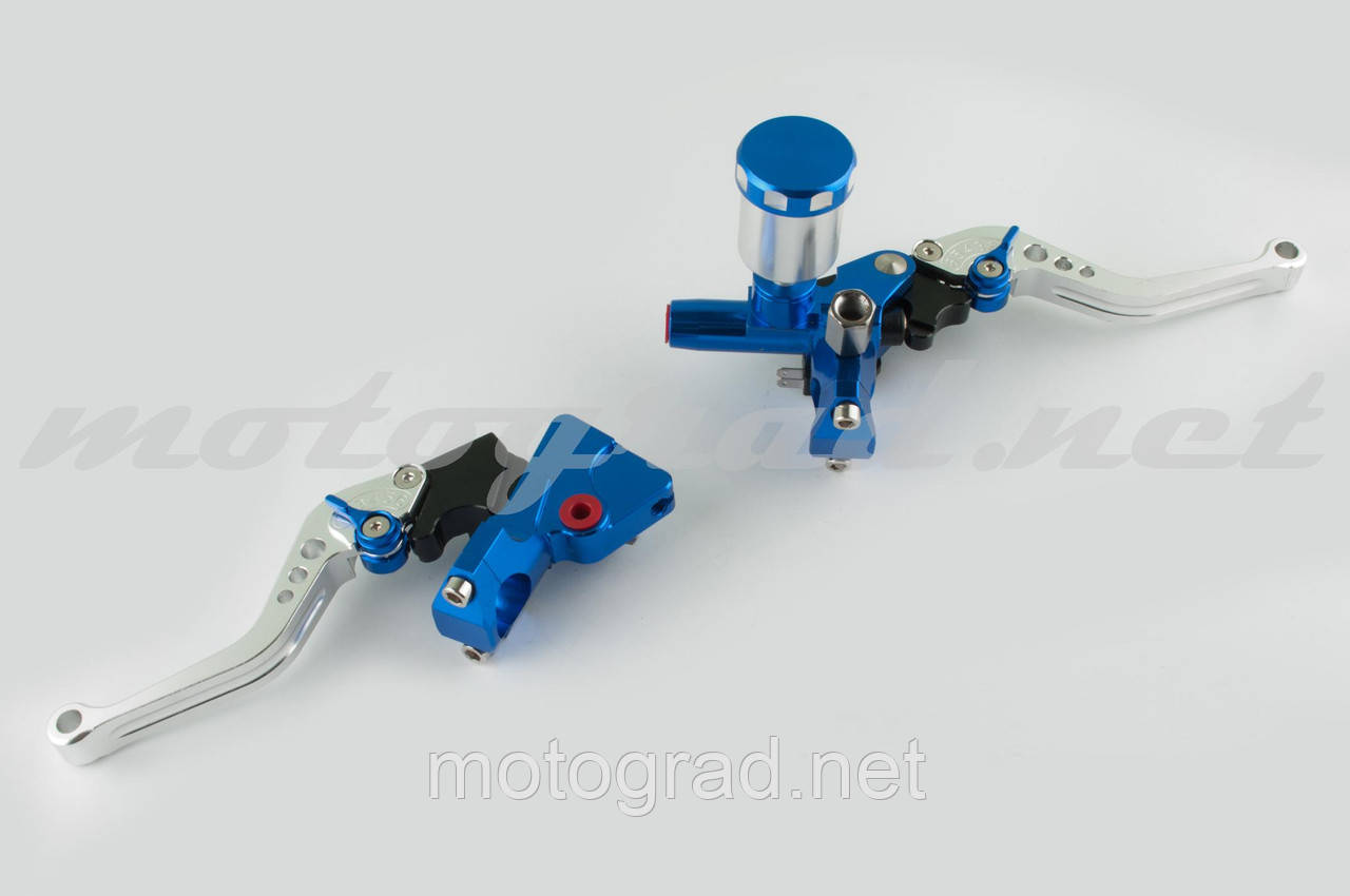Важіль керма (пара) універсальний (диск/барабан, ГТЦ, кріплення) "RIDE IT" (сині), фото 1