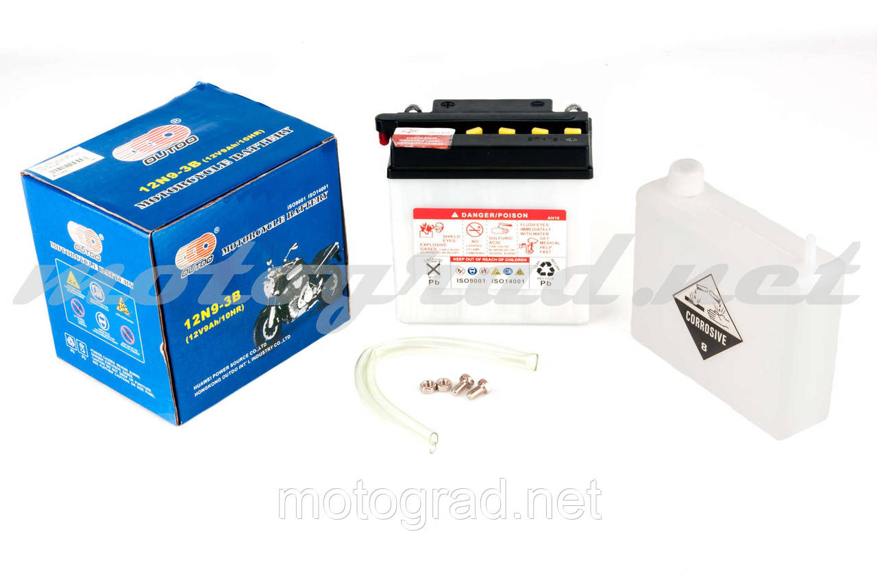 Акумулятор 12V 9А кислотний OUTDO (135x75x139 мм, білий, mod:12N 9-3B)