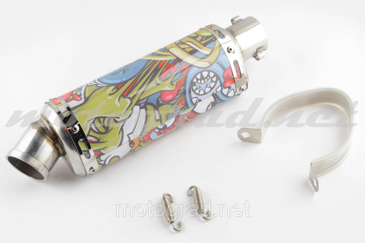 Глушник (тюнінг) 235*88mm, креп. Ø48 mm (неіржавка, овал, графіті, прямоток), фото 1