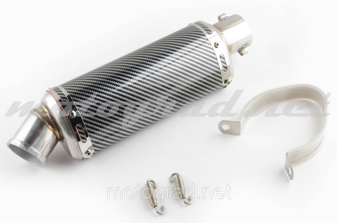 Глушник (тюнінг) 235*88mm, креп. Ø48 mm (неіржавка, овал, карбон сірий, прямоток), фото 1