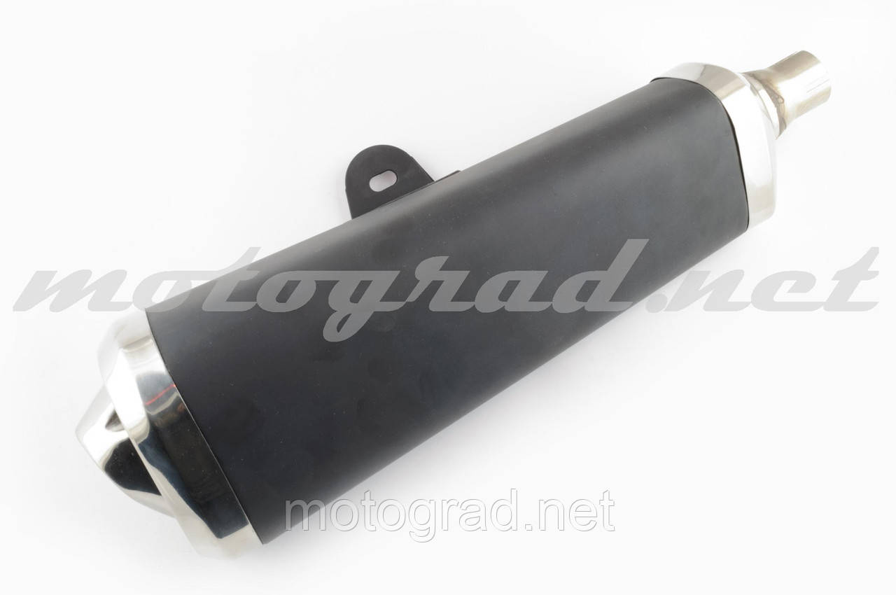 Глушник (тюнінг) 400*100mm, креп. Ø78 mm (три-ав, чорний, конус, прямоток), фото 1