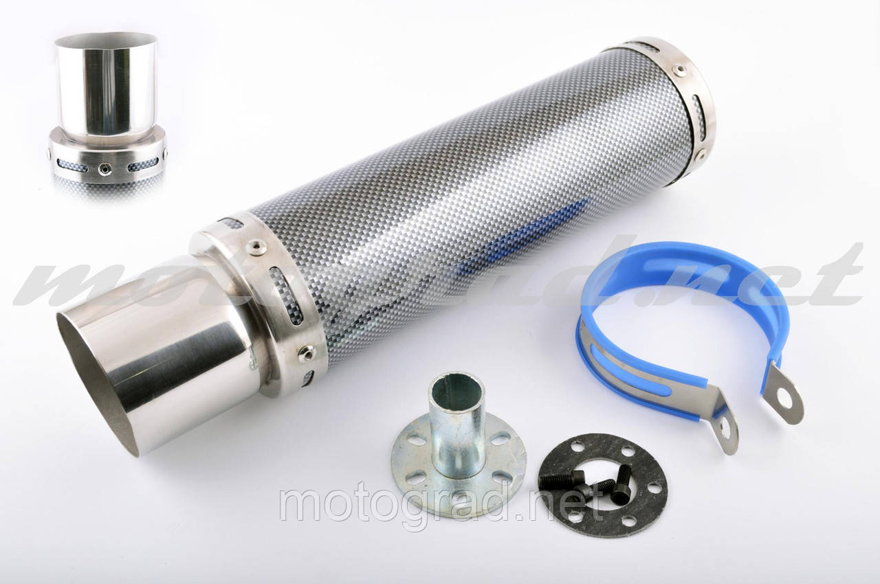 Глушник (тюнінг) 300*90mm, креп. Ø48 mm (неіржавка сталь, карбон mod:1, прямок, тип:5), фото 1