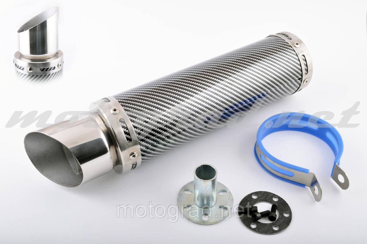 Глушник (тюнінг) 300*90mm, креп. Ø48 mm (неіржавка сталь, карбон, прямоток), фото 1