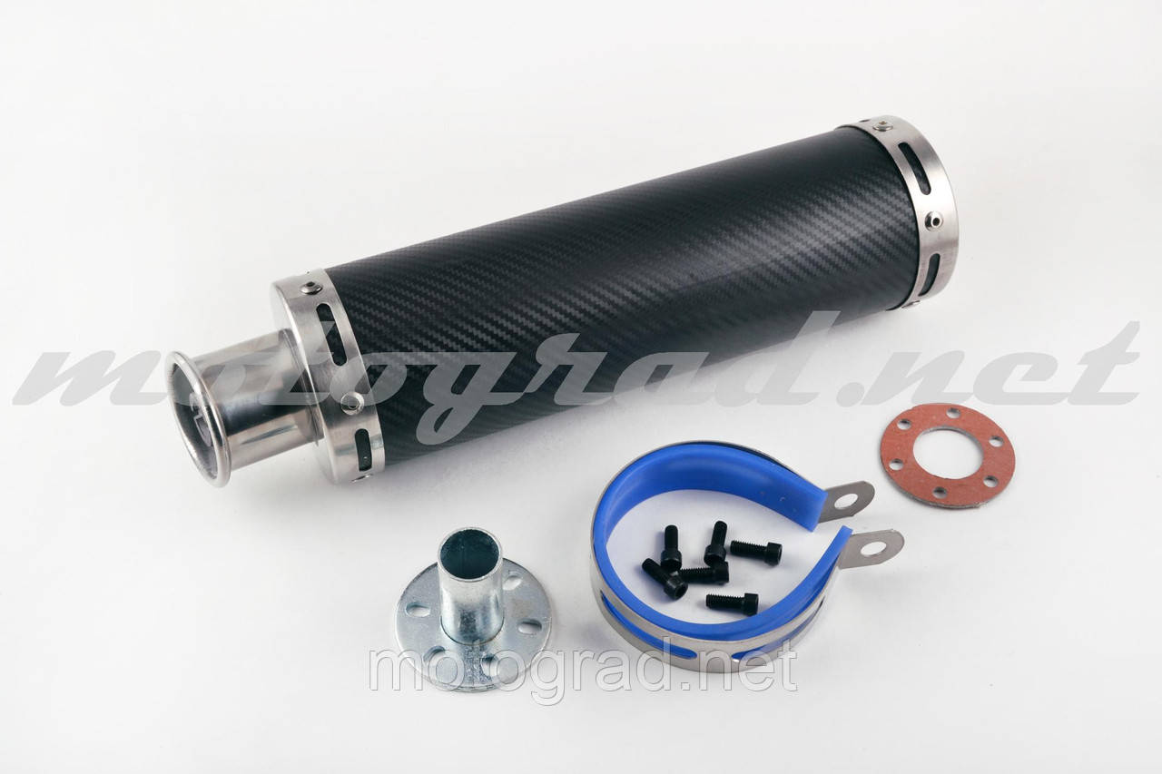 Глушник (тюнінг) 300*90mm, креп. Ø48 mm (неіржавка сталь, карбон, прямоток, mod:39), фото 1
