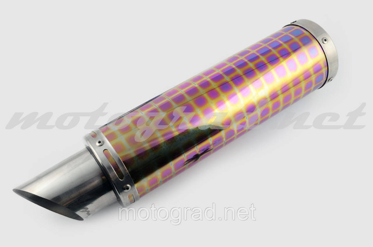 Глушник (тюнінг) 420*100mm, креп. Ø78 mm (неіржавка сталь, квадрати, без кріплень, mod:43), фото 1