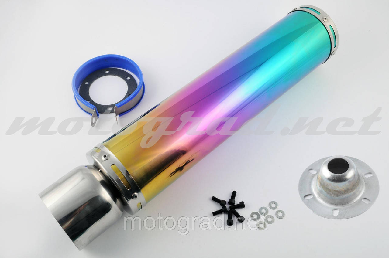 Глушник (тюнінг) 420*100mm, креп. Ø78mm   (нержавейка, радуга, mod:17), фото 1