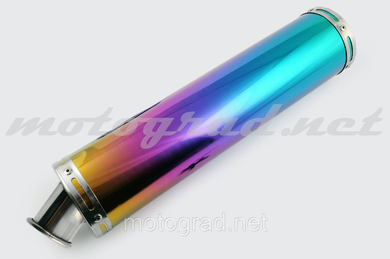 Глушник (тюнінг) 420*100mm, креп. Ø78 mm (неіржавка, веселка, без кріплень, mod:53), фото 1